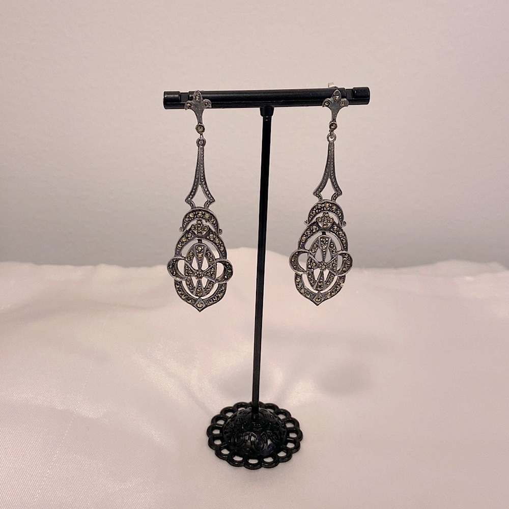Silver Marcasite Art Deco Earrings